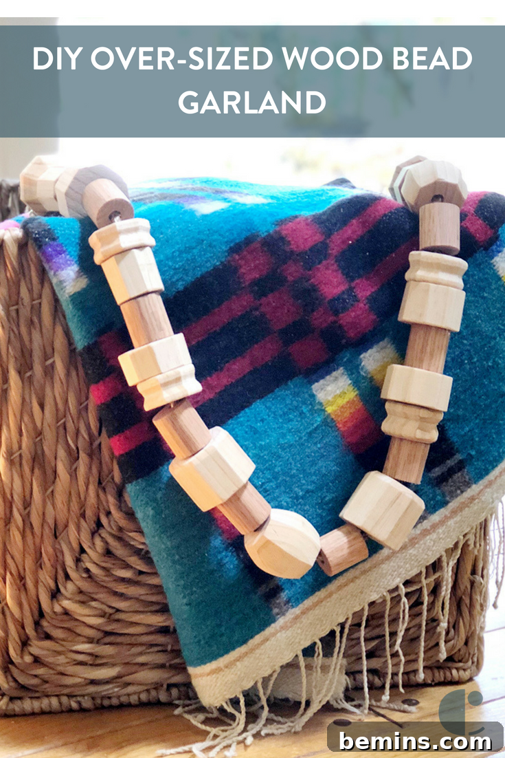 Chunky Wooden Bead Strand 8 Pin this project! Over-sized wood bead garland