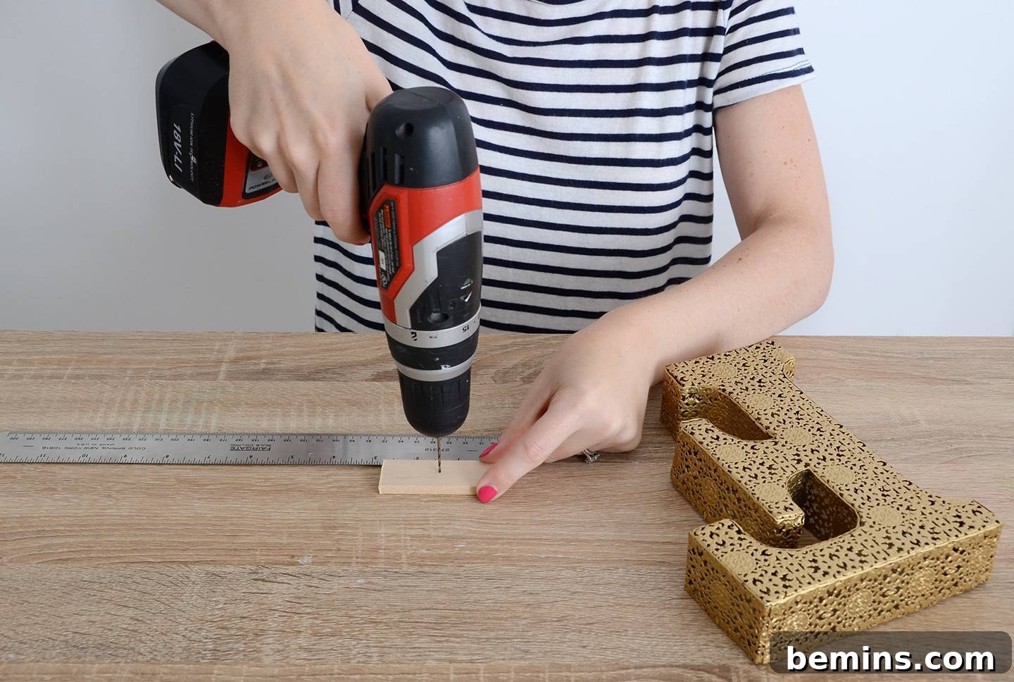 Cutting Wood Trim for DIY Monogram Letter Hooks