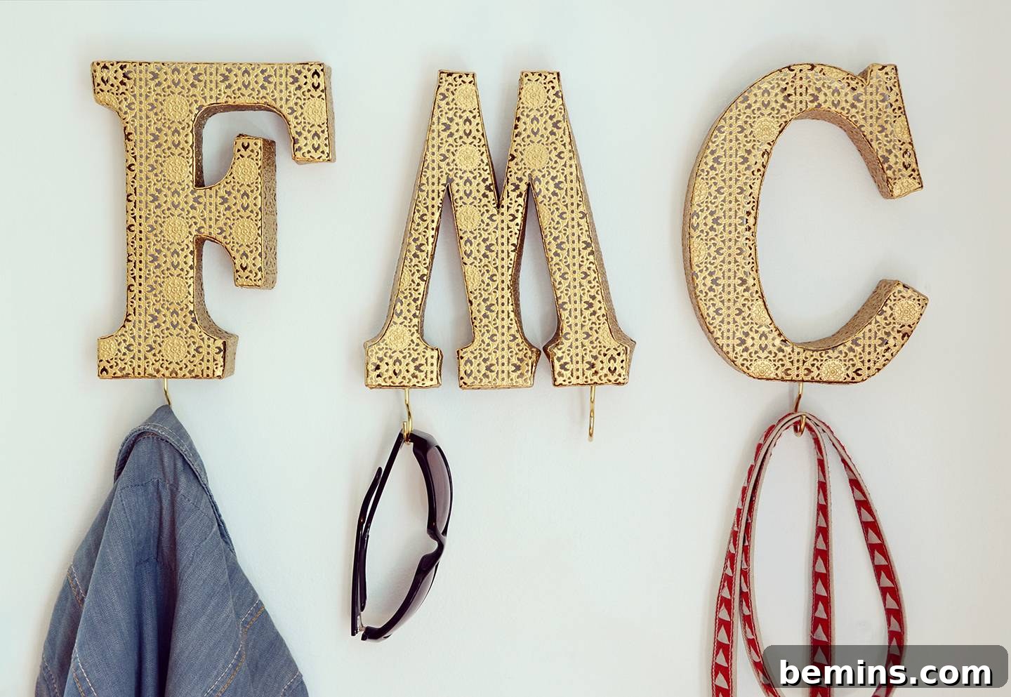 Close-up of DIY Monogram Letter Hooks