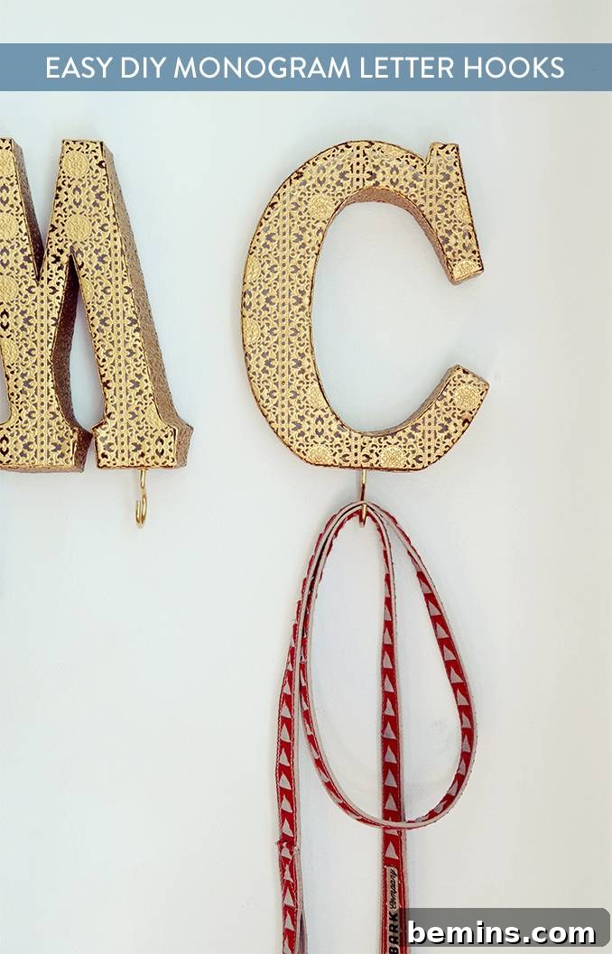DIY Monogram Letter Hooks Inspiration for Pinterest