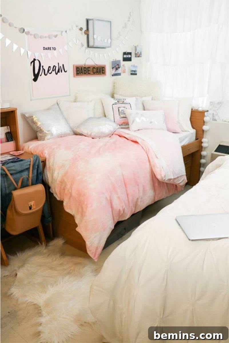 After: A bed lying in the room corner having many pillows on top of it.