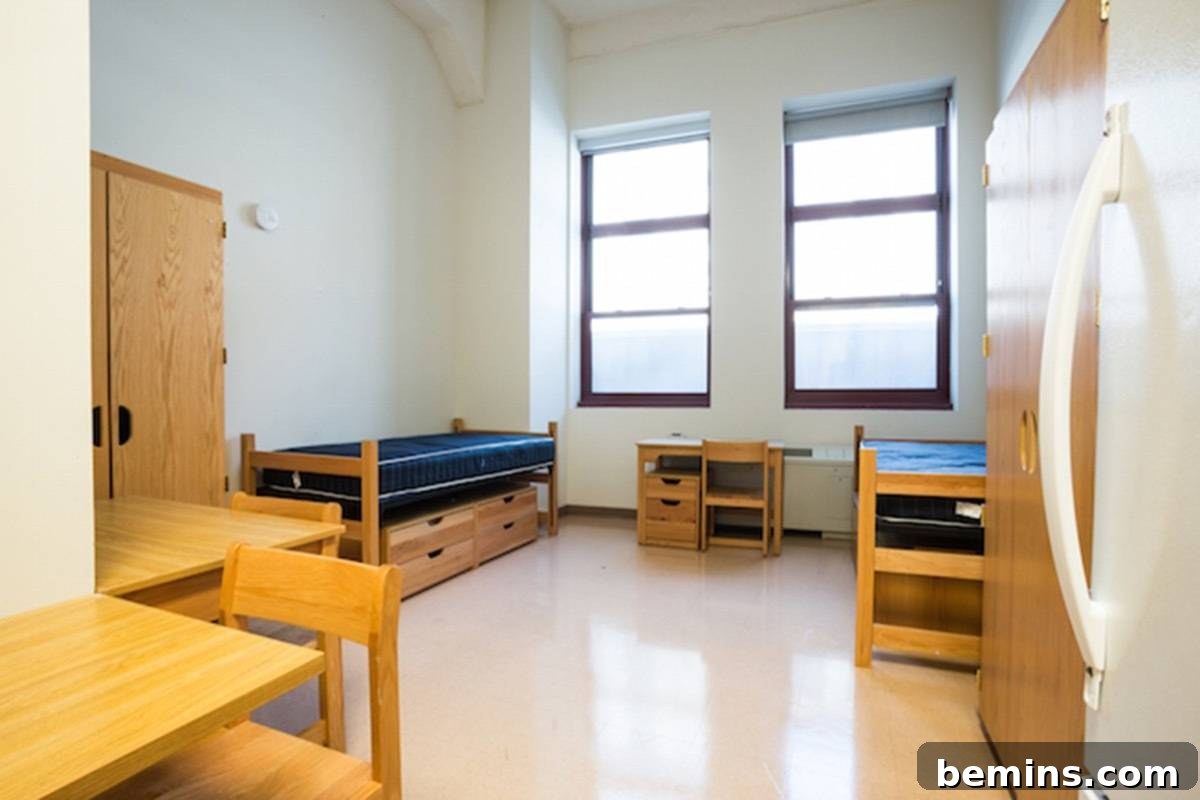 Before: A clean, basic dorm room.
