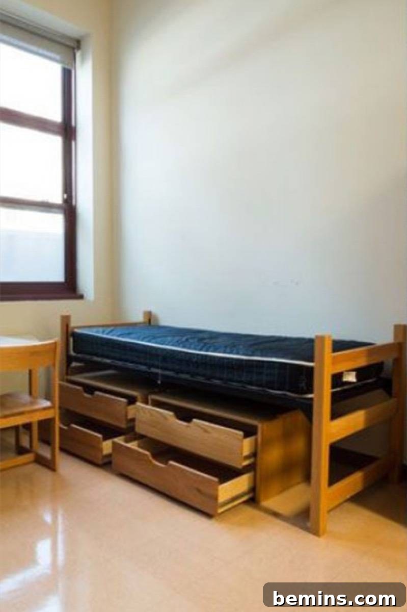 Before: Drawers are beneath a bed, offering more storage options in a small space.