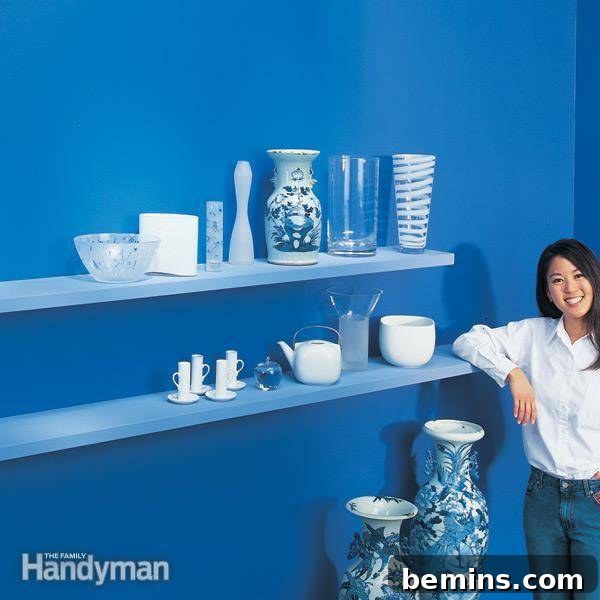 7 Unique DIY Floating Shelf Ideas 6 The Family Handyman hollow-core door floating shelves