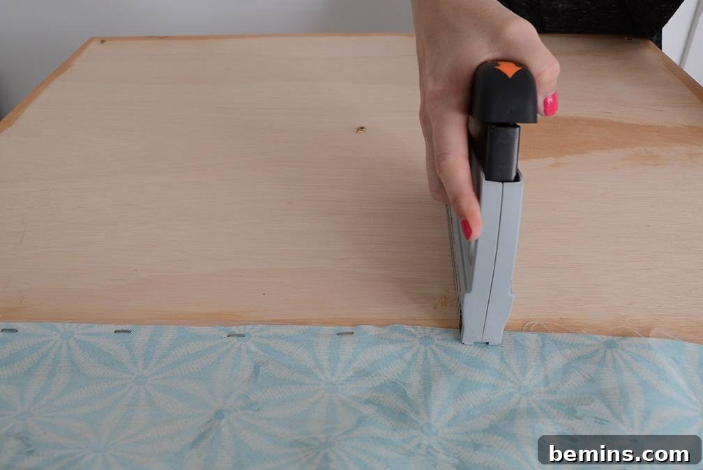 Craft Your Pup's Outdoor Oasis 14 Attaching main fabric to dog bed base