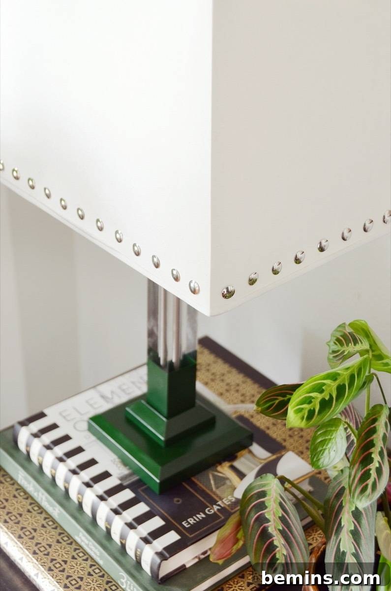 Detail of thumbtack lampshade