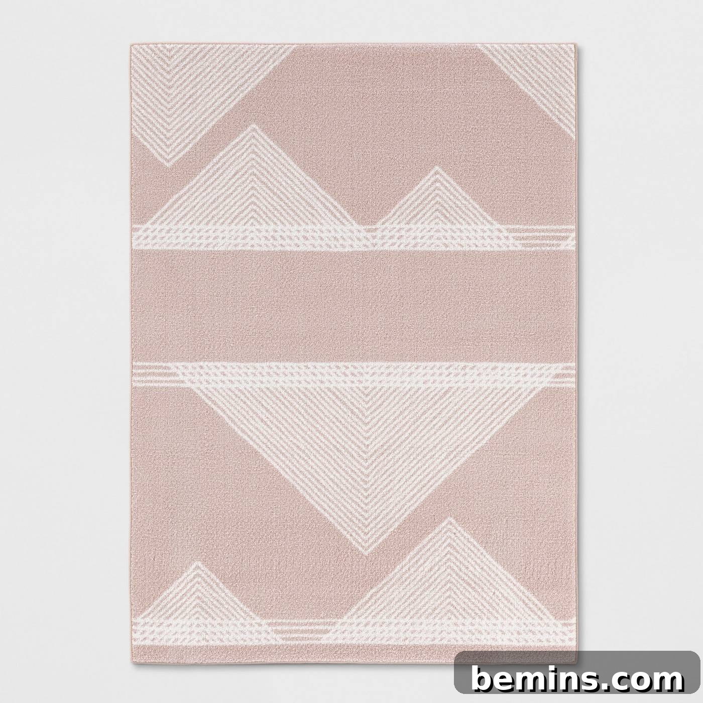 Pink geometric accent rug for dorm room floor