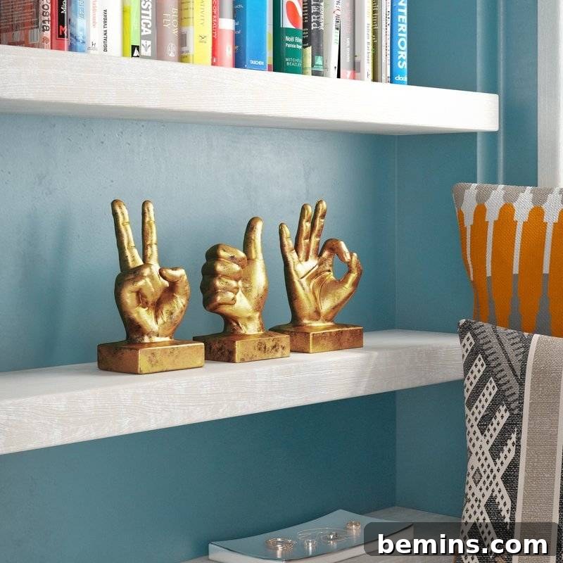 Metallic hand figurines for dorm decor