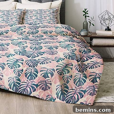 Palm leaf comforter set for dorm bed