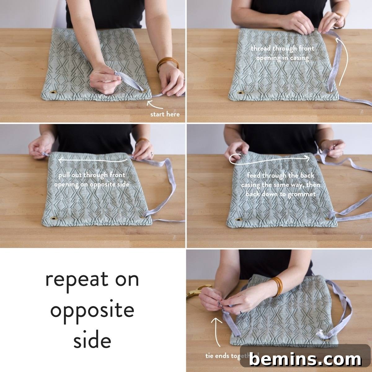 From Pillow to Pack: Crafting a Drawstring Backpack 12 Step 7: Threading the Drawstring