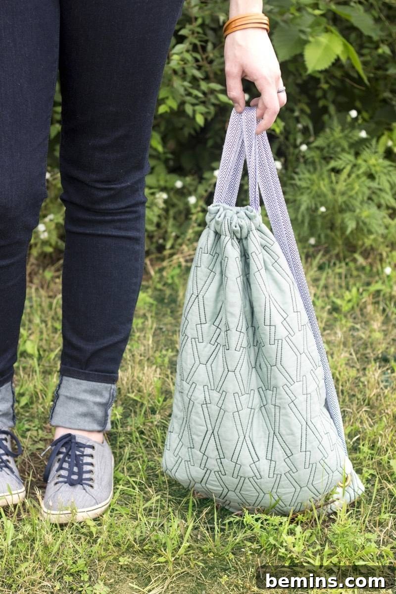 From Pillow to Pack: Crafting a Drawstring Backpack 15 DIY Backpack - Side View
