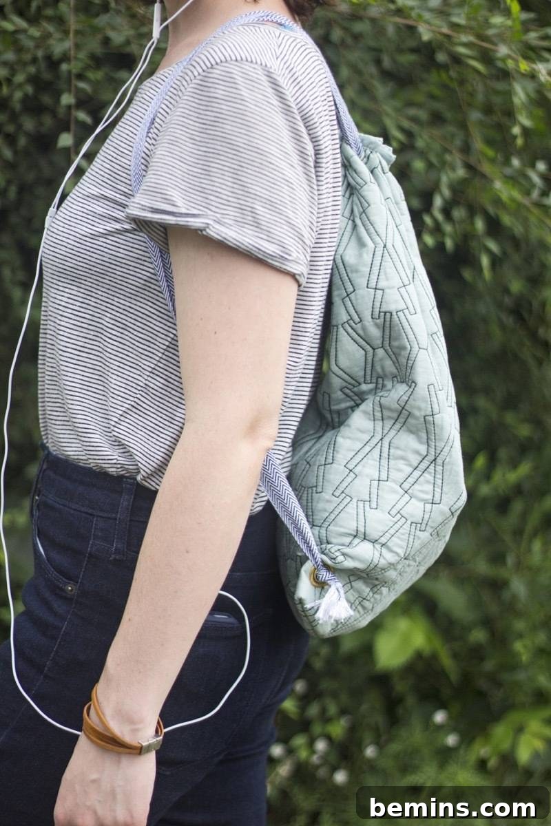 From Pillow to Pack: Crafting a Drawstring Backpack 17 DIY Backpack - Drawstring Detail