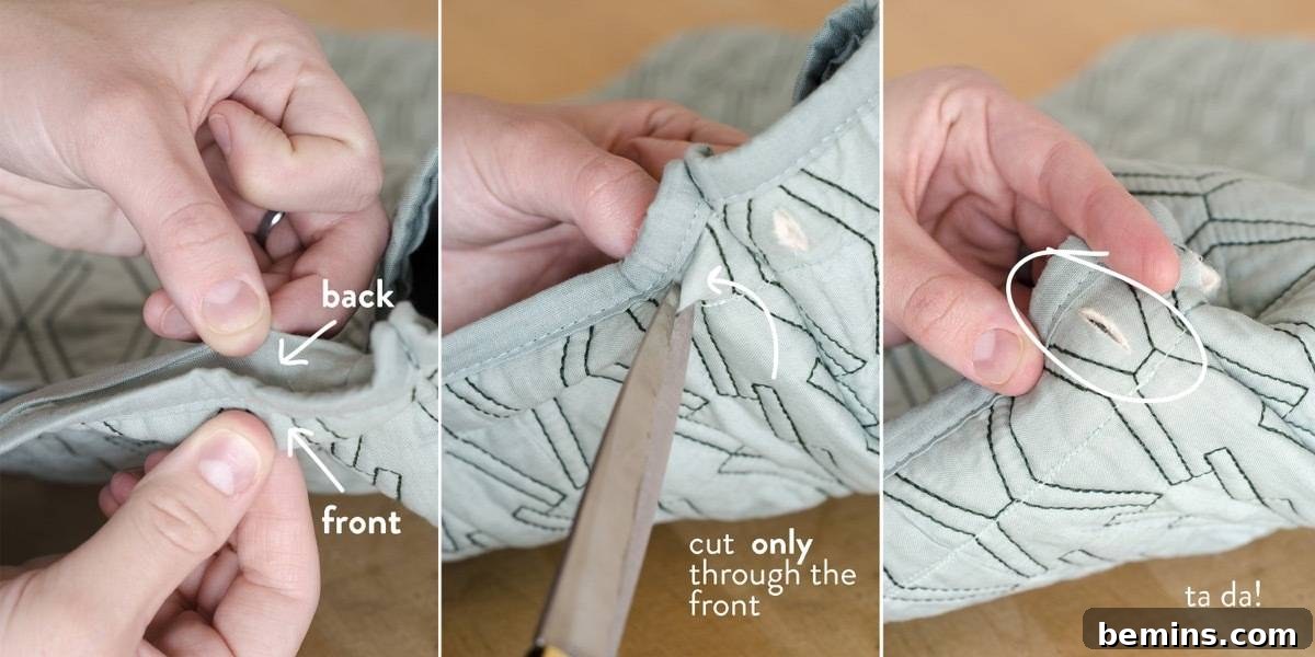 From Pillow to Pack: Crafting a Drawstring Backpack 9 Step 4: Cutting Drawstring Openings Detail