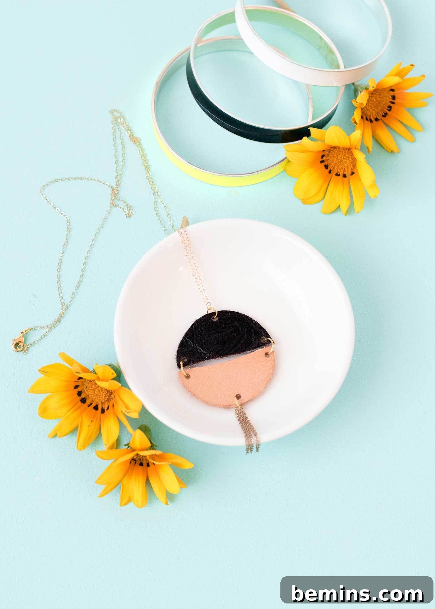 DIY stylish leather pendant necklace