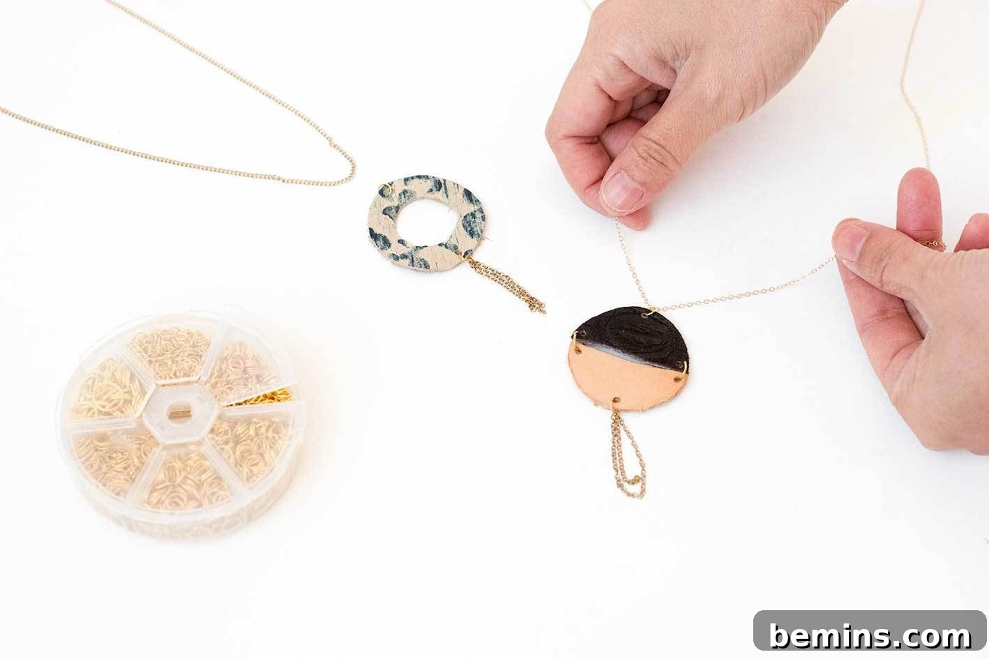 Step 7 - Threading pendants onto the chain