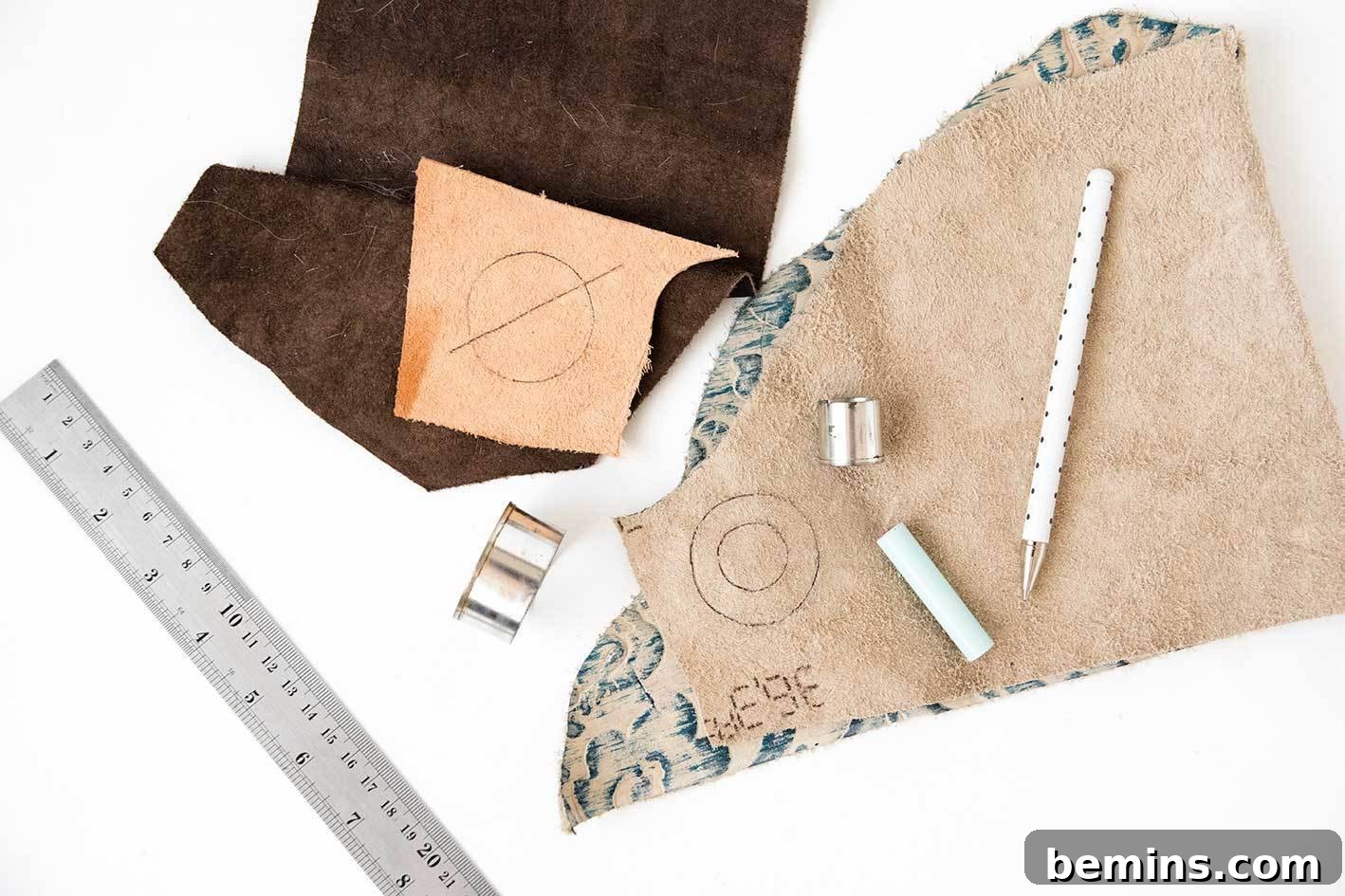 Step 1 - Leather pendant shapes