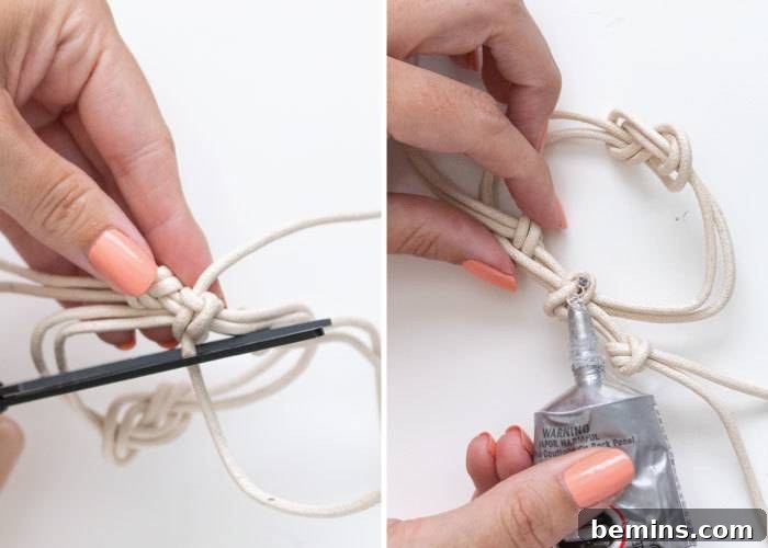 Step 6: Securing the Macrame Knot