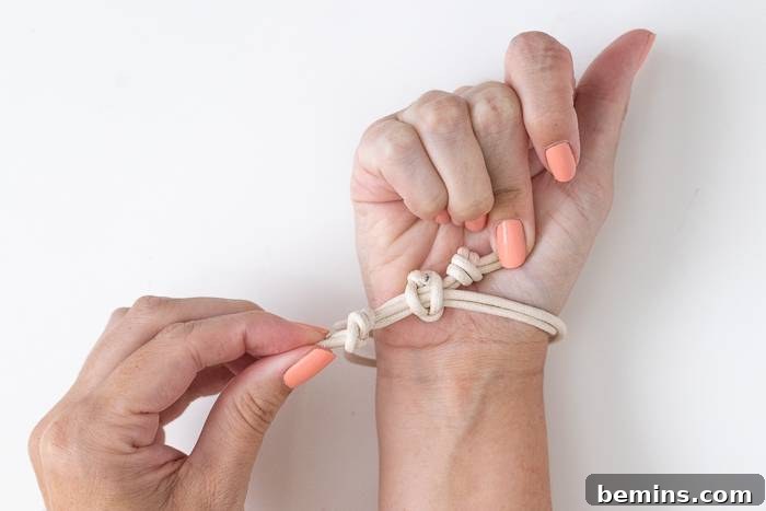 How to put on a DIY knotted bracelet