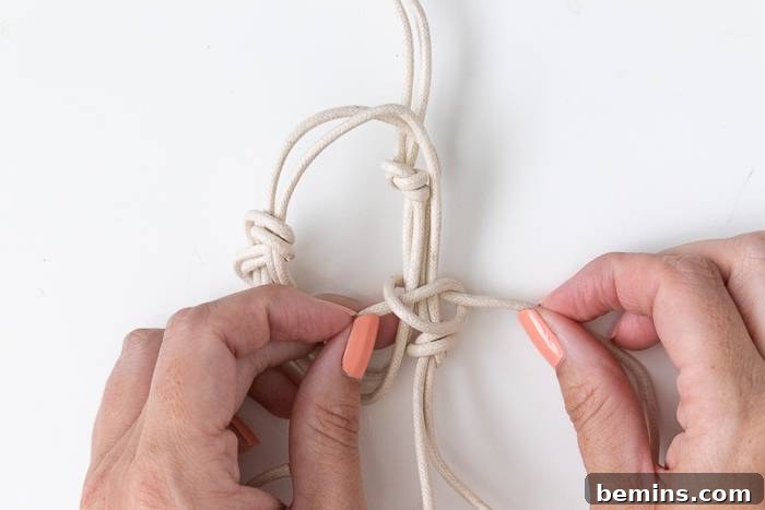 Step 5: Tying the Macrame Square Knot