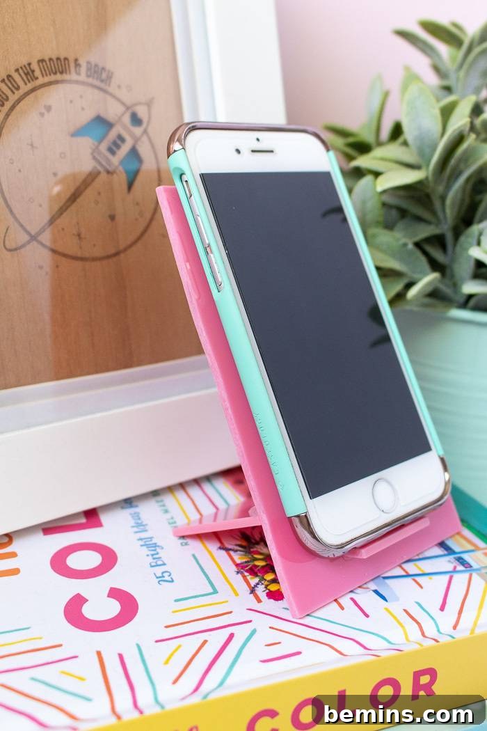 Pink acrylic phone stand