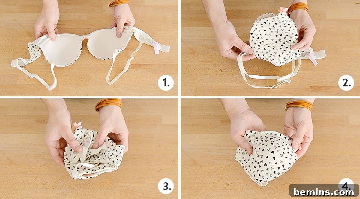 Instructions for folding a bra to preserve its shape