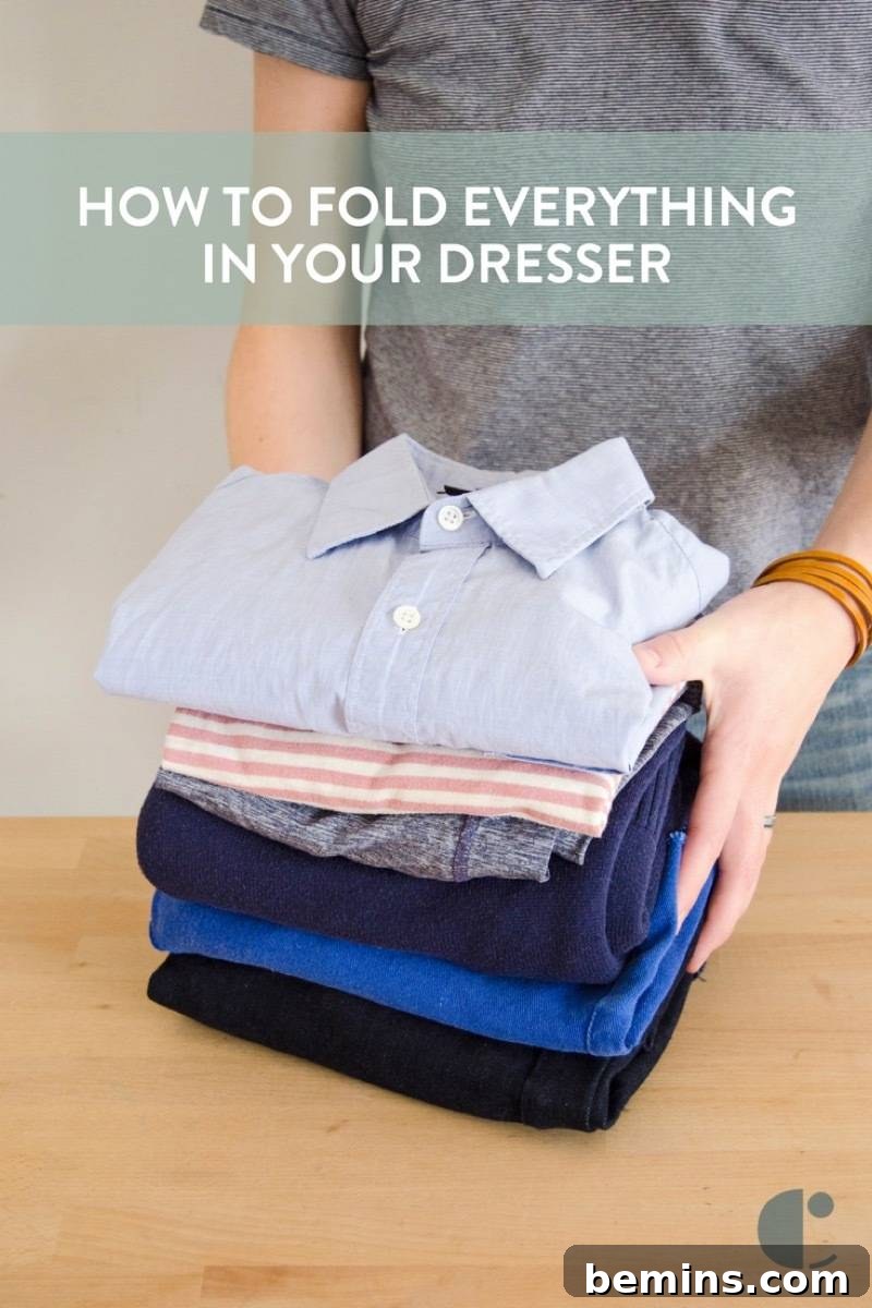 A collection of beautifully folded clothes, demonstrating the final organized result