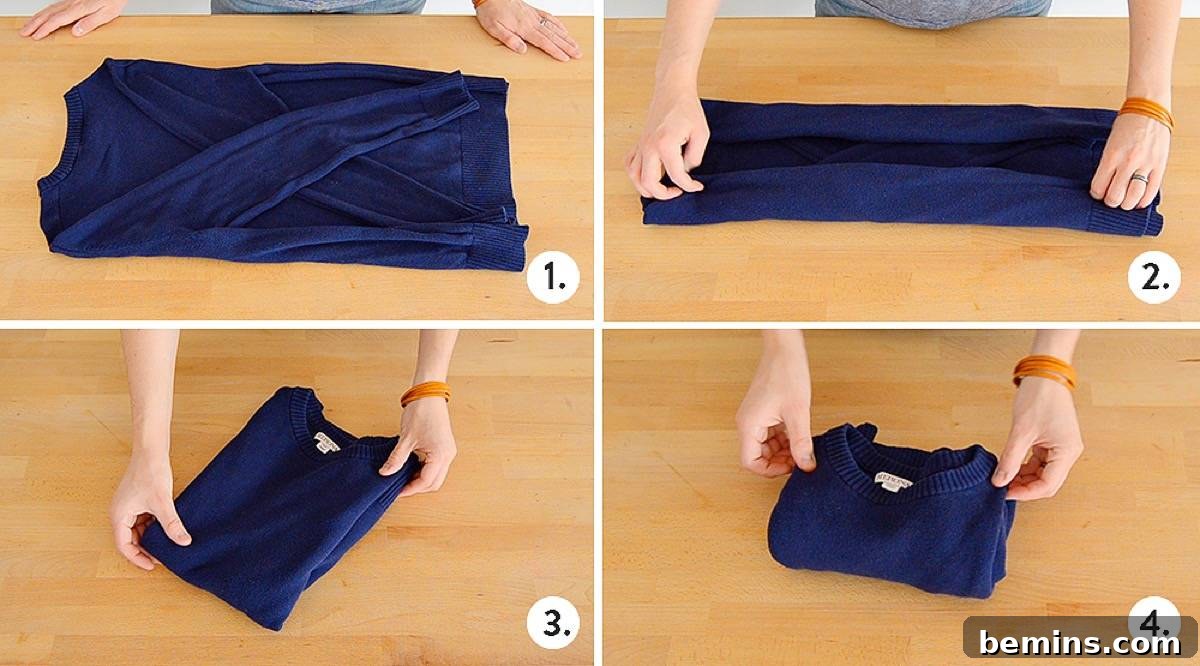 Simple steps to fold a sweater without damaging its shape