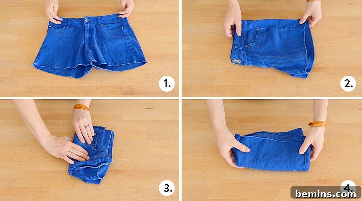 Guide to folding shorts for neat storage