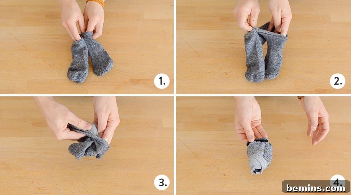 How to fold socks with an ankle for organized drawers