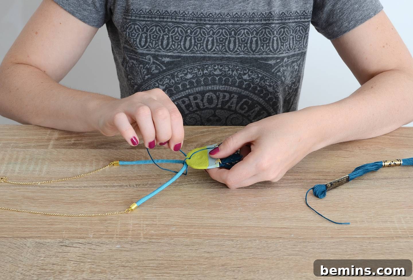 Create a One of a Kind Clay Pendant Tassel Necklace 13 Step 10: Final step of attaching the clay pendant to the paracord