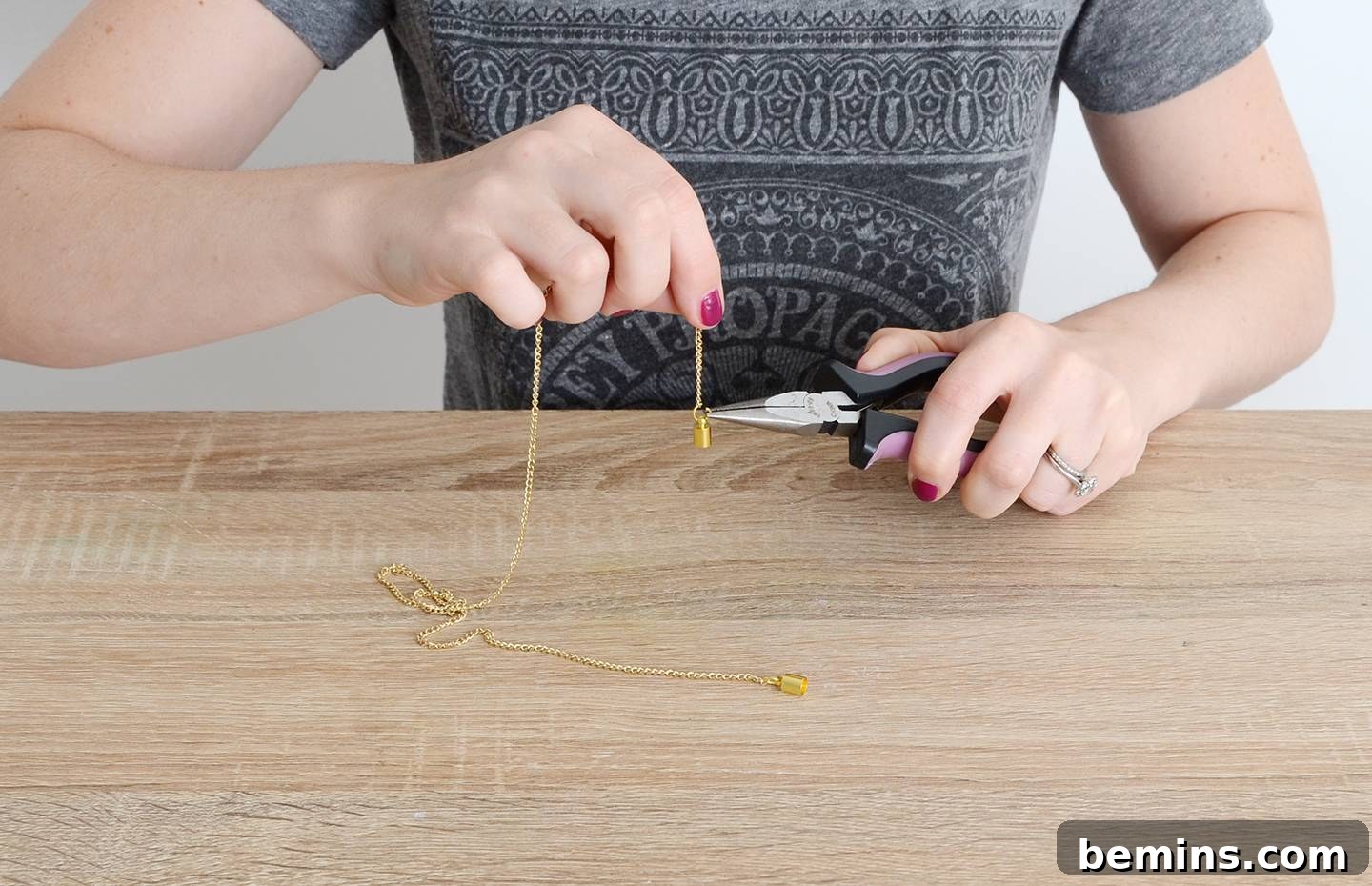 Create a One of a Kind Clay Pendant Tassel Necklace 10 Step 7: Adjusting chain length and attaching cord ends to the necklace