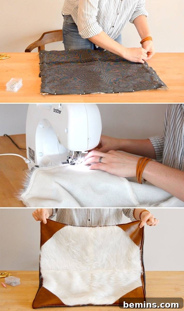 Leather and fur pillow | Step 7