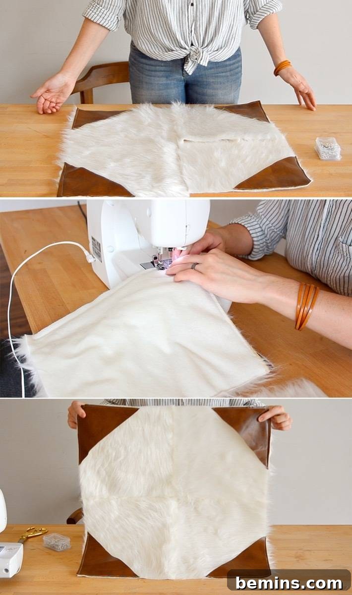 Leather and Fur Pillow | Step 5