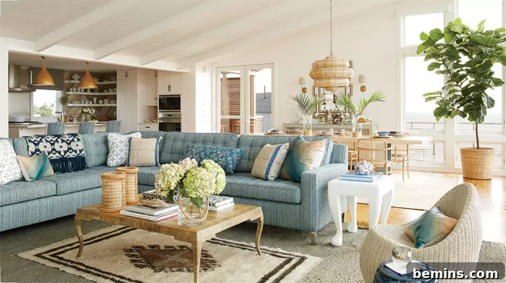 Nautical Living Room: A Harmony of Colors and Textures