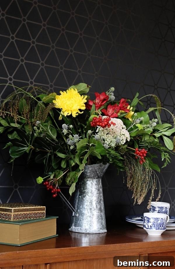 A fall flower bouquet, bringing the beauty of the season indoors