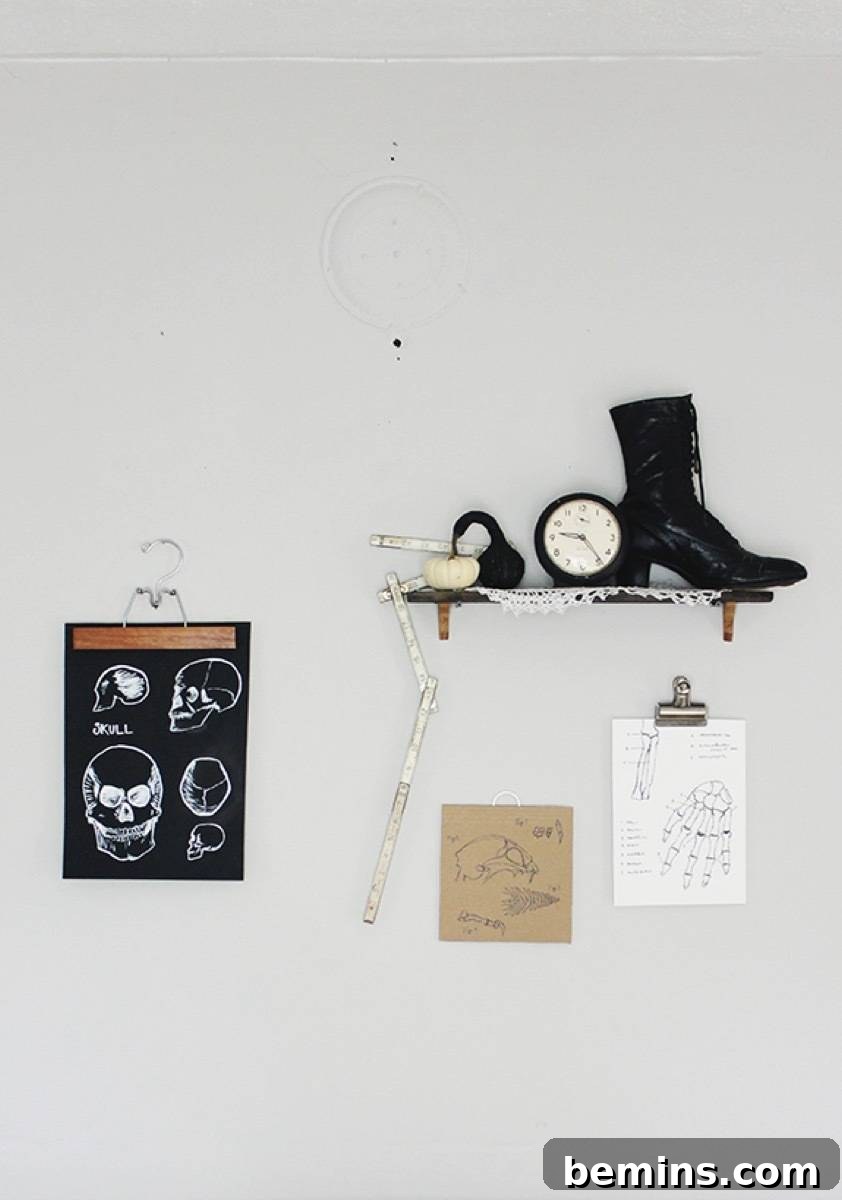50+ Spooktacular DIY Halloween Home Decor Ideas 11 Skeletal sketches