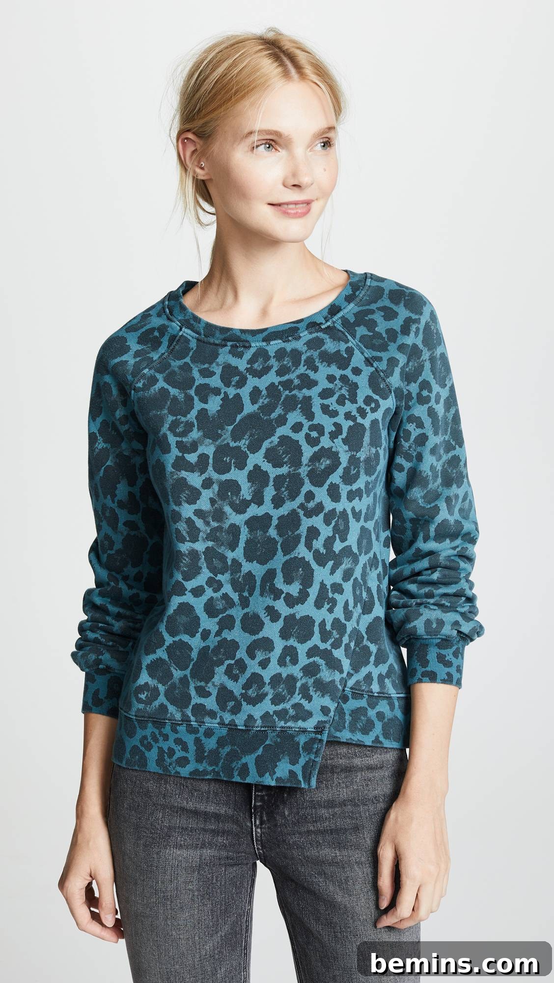 Blue leopard print sweatshirt showcasing a modern take on the trend