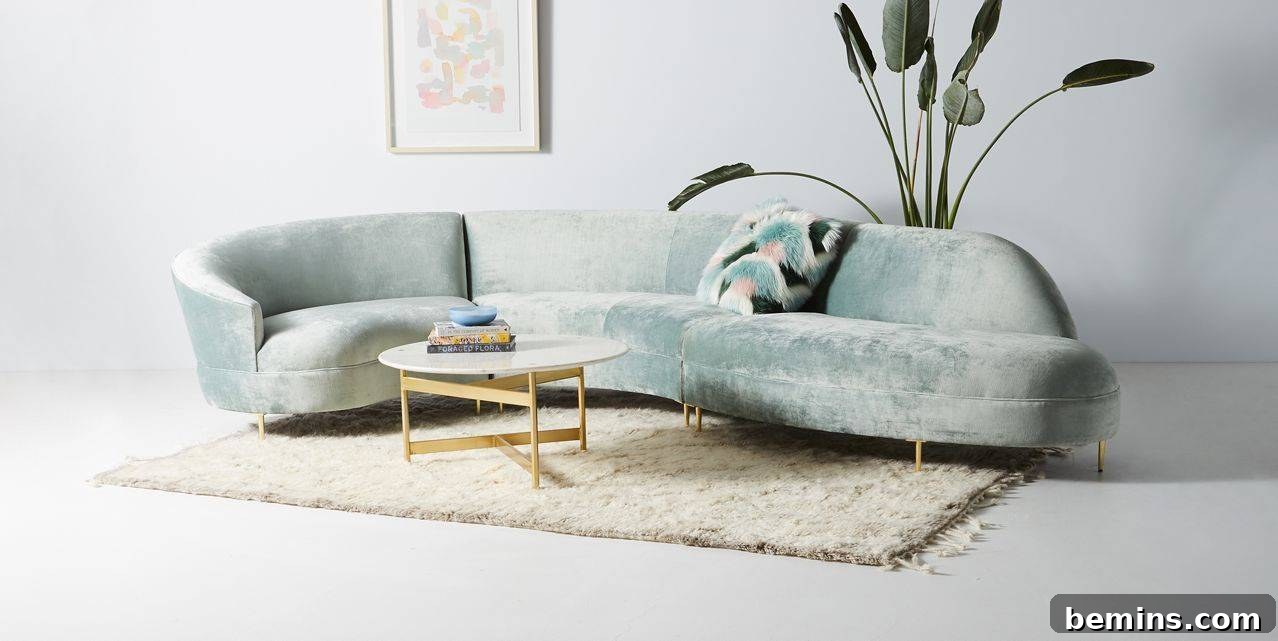 Pastel blue sofa, a statement piece for a serene living room
