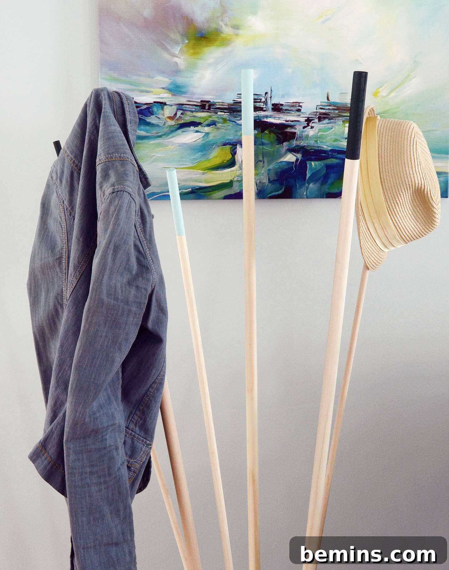 DIY Modern Wood and Concrete Coat Rack 10 Detail shot of cement coat rack