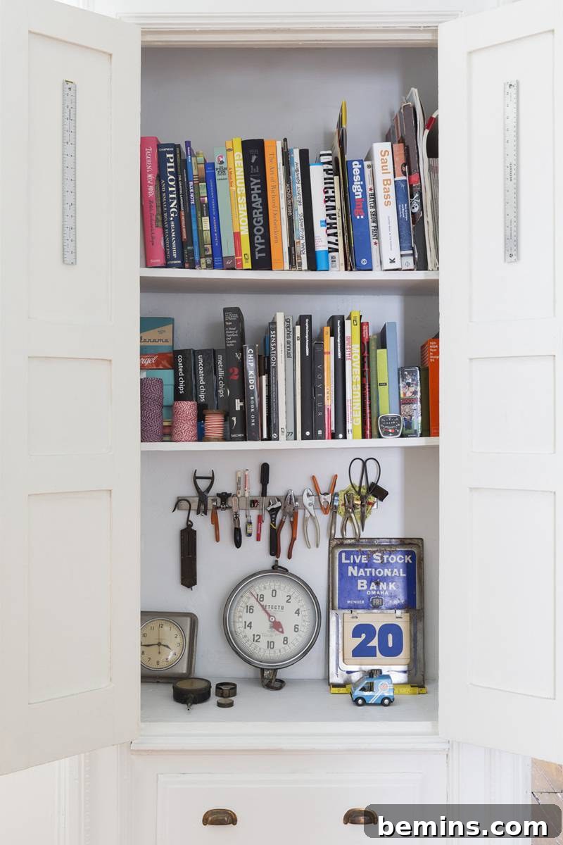 Magnetic Strips: Your Ultimate Home Organization Hack 3 Magnetic knife strip storing small tools inside a cabinet