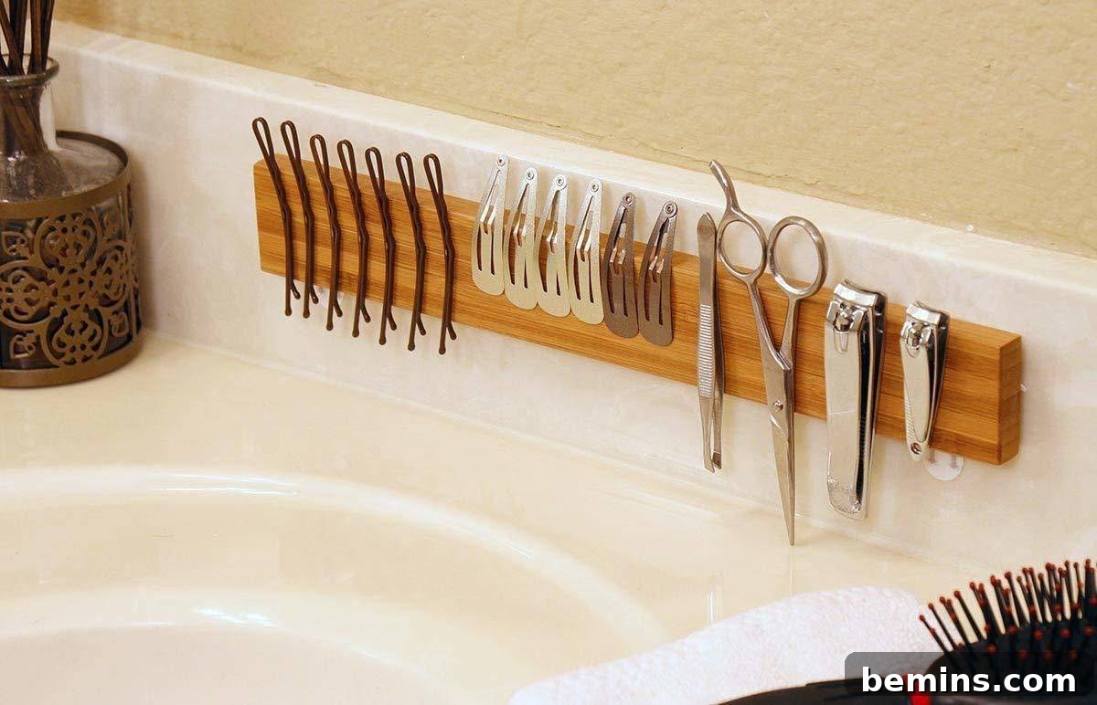 Magnetic Strips: Your Ultimate Home Organization Hack 7 Bathroom organization with a magnetic knife strip