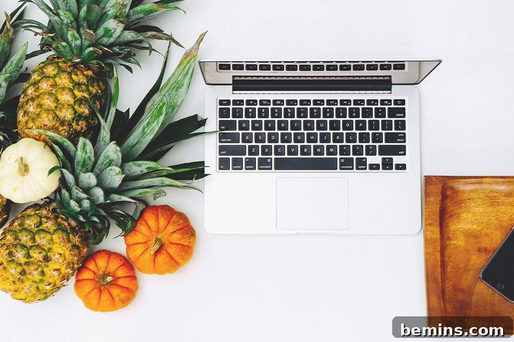 Fruit and computer - Representing healthy choices and financial planning