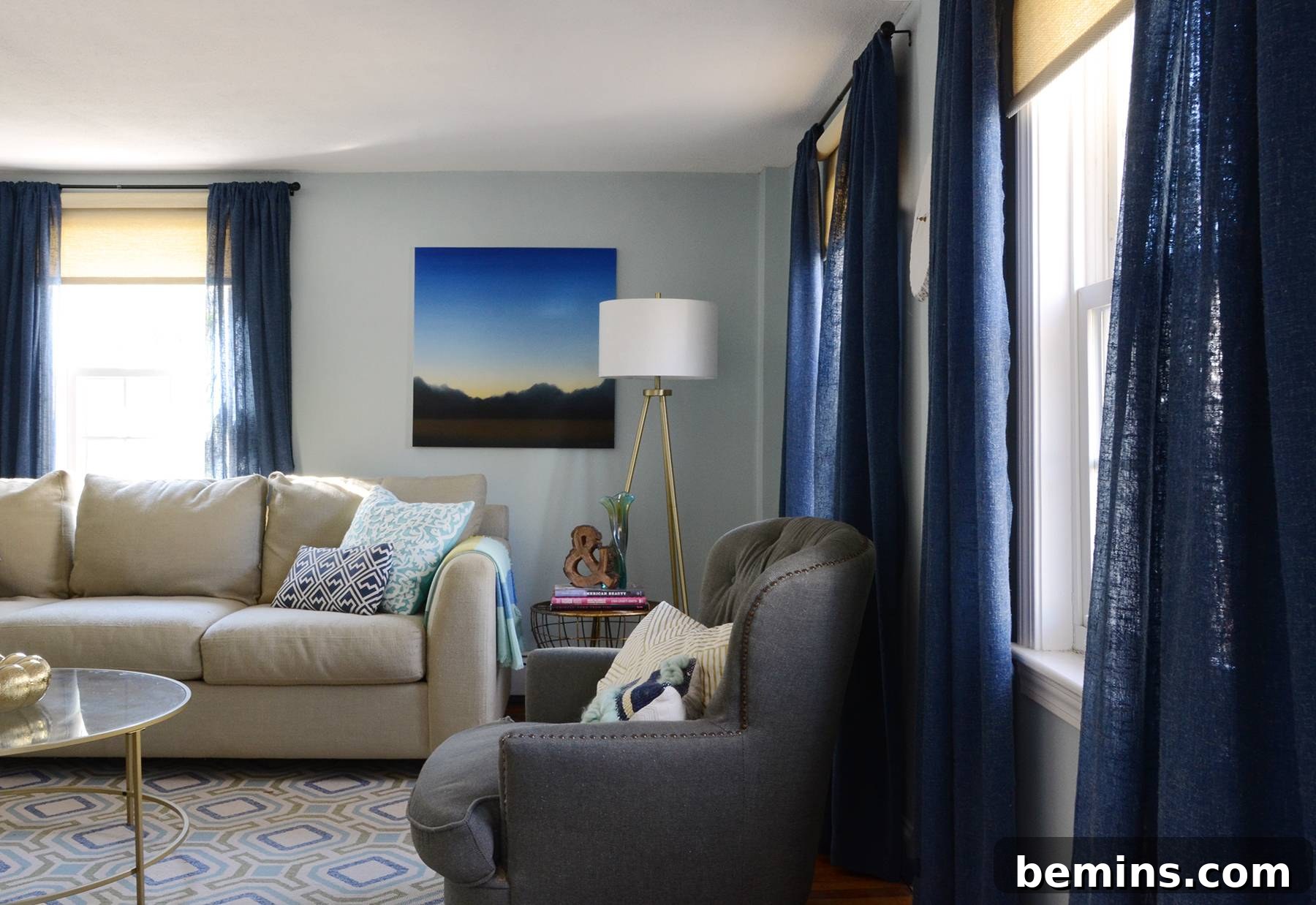Autumn Hues: Elevating Your Living Space with Textural Accents 7 Living room with layered window treatments, adding texture and privacy