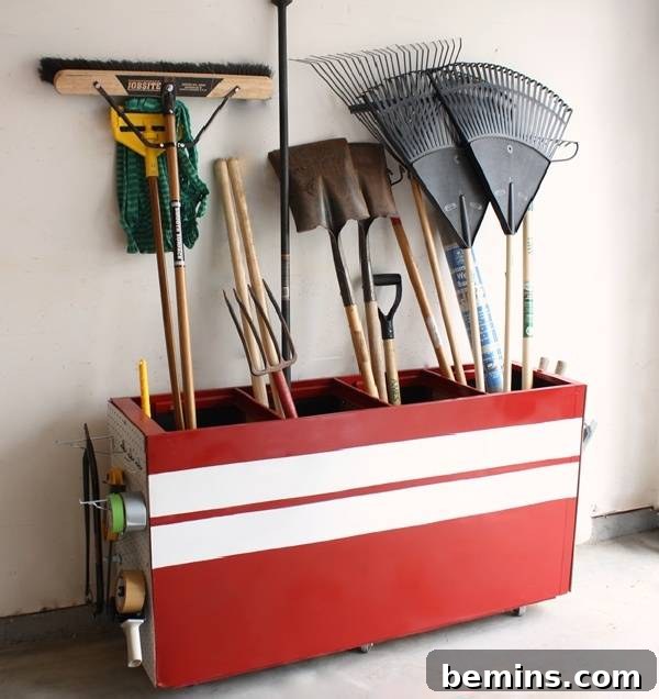 Yard Tool Storage with an Old Filing Cabinet