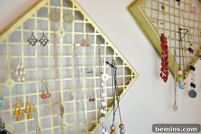 Jewelry Organizer Made from a Plastic Plant Nursery Tray
