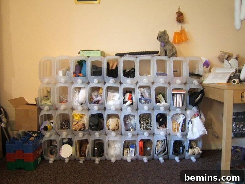 Modular Storage Bins made from Water Jugs