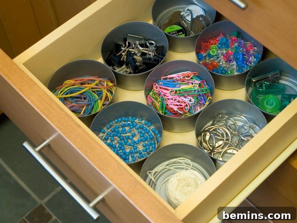 Office Supply Organization with Tuna Cans