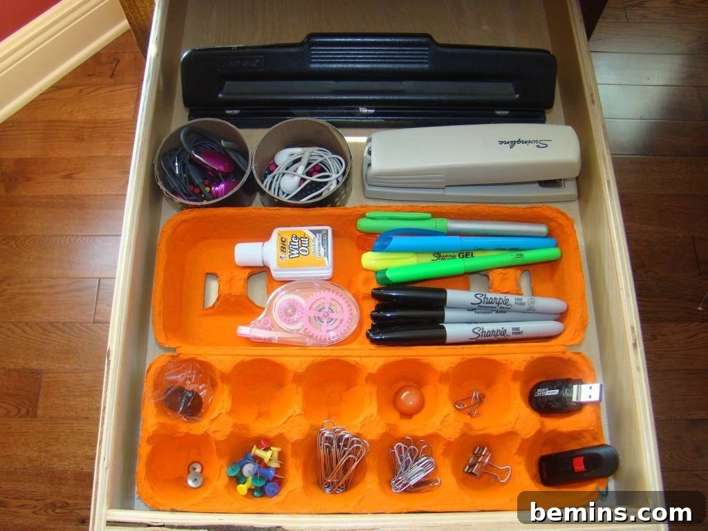 Drawer Organization with Egg Cartons