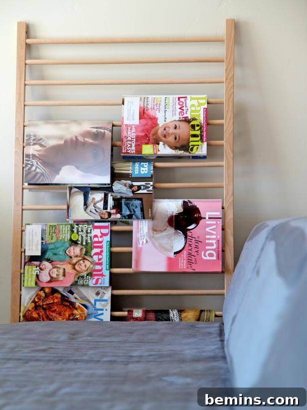 Magazine Rack Made from a Crib Railing