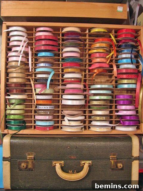 Ribbon Organizer Made from a Cassette Tape Holder